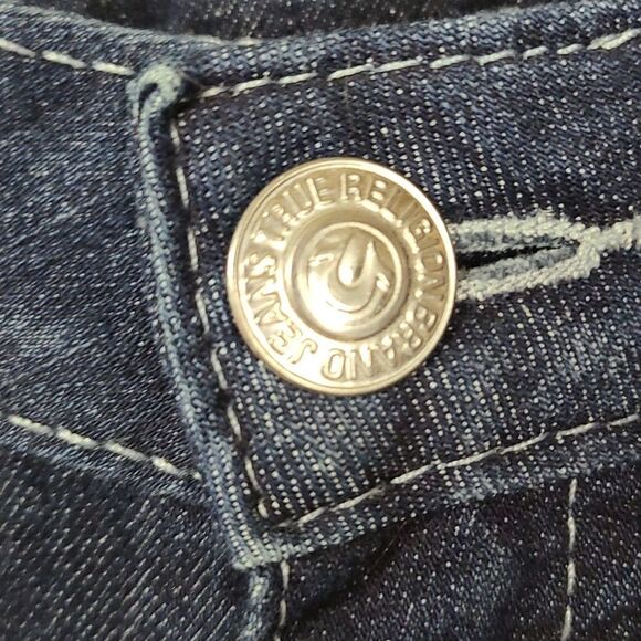 True Religion Women's Billie Straight Jean with Flap Mid-Rise Dark Blue Denim 27 - Picture 8 of 11